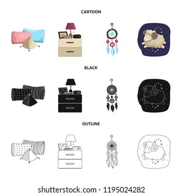 Vector illustration of dreams and night icon. Set of dreams and bedroom vector icon for stock.