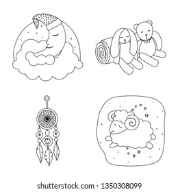 Vector illustration of dreams and night icon. Collection of dreams and bedroom stock vector illustration.
