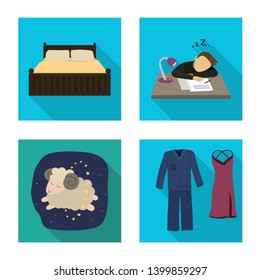 Vector illustration of dreams and night icon. Set of dreams and bedroom stock symbol for web.