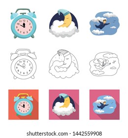 Vector illustration of dreams and night icon. Collection of dreams and bedroom stock symbol for web.