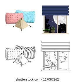 Vector illustration of dreams and night logo. Set of dreams and bedroom stock symbol for web.