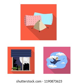 Vector illustration of dreams and night logo. Set of dreams and bedroom vector icon for stock.