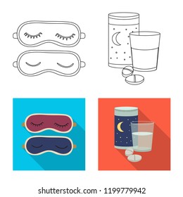 Vector illustration of dreams and night logo. Set of dreams and bedroom vector icon for stock.