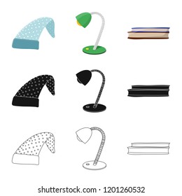 Vector illustration of dreams and night logo. Set of dreams and bedroom stock symbol for web.