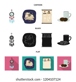 Vector illustration of dreams and night logo. Set of dreams and bedroom stock symbol for web.