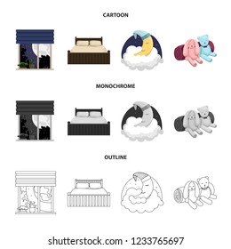 Vector illustration of dreams and night logo. Set of dreams and bedroom vector icon for stock.
