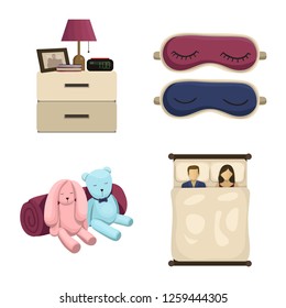 Vector illustration of dreams and night logo. Set of dreams and bedroom stock vector illustration.