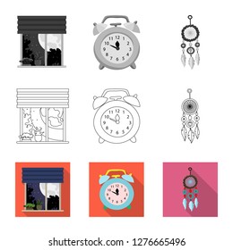 Vector illustration of dreams and night logo. Set of dreams and bedroom vector icon for stock.