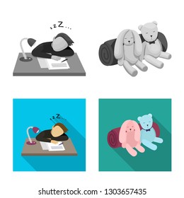 Vector illustration of dreams and night logo. Collection of dreams and bedroom stock vector illustration.