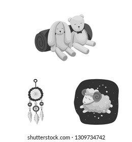 Vector illustration of dreams and night logo. Collection of dreams and bedroom stock symbol for web.