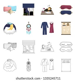 Vector illustration of dreams and night logo. Set of dreams and bedroom stock symbol for web.