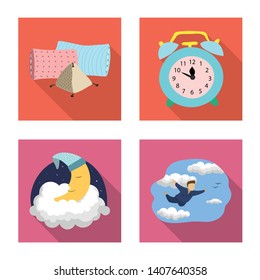 Vector illustration of dreams and night logo. Set of dreams and bedroom stock vector illustration.