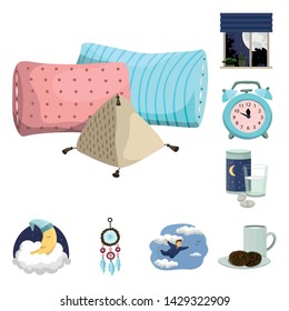 Vector illustration of dreams and night logo. Collection of dreams and bedroom stock symbol for web.