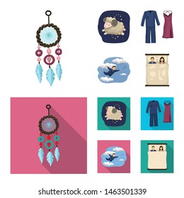 Vector illustration of dreams and night logo. Set of dreams and bedroom stock vector illustration.