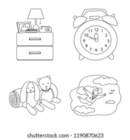 Vector illustration of dreams and night sign. Collection of dreams and bedroom stock symbol for web.