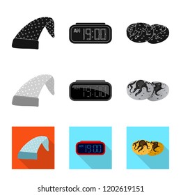 Vector illustration of dreams and night sign. Set of dreams and bedroom vector icon for stock.