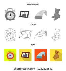 Vector illustration of dreams and night sign. Set of dreams and bedroom stock vector illustration.