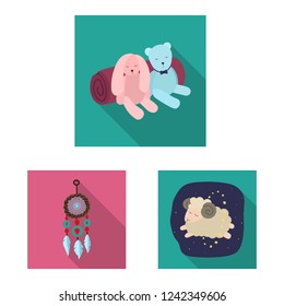 Vector illustration of dreams and night sign. Set of dreams and bedroom stock symbol for web.