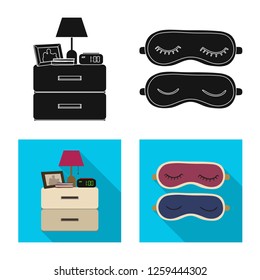 Vector illustration of dreams and night sign. Set of dreams and bedroom stock vector illustration.