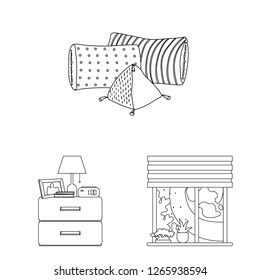 Vector illustration of dreams and night sign. Set of dreams and bedroom vector icon for stock.