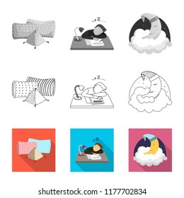 Vector illustration of dreams and night symbol. Set of dreams and bedroom stock symbol for web.