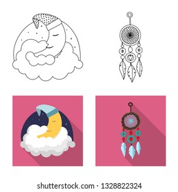 Vector illustration of dreams and night symbol. Collection of dreams and bedroom vector icon for stock.