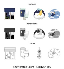 Vector illustration of dreams and night symbol. Set of dreams and bedroom stock symbol for web.