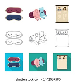 Vector illustration of dreams and night symbol. Set of dreams and bedroom stock vector illustration.