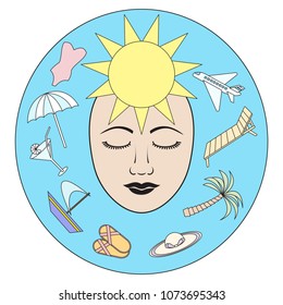 Vector illustration. Dreams of summer, rest and the sea.
