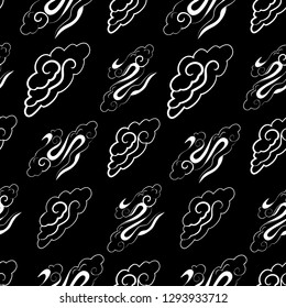 Vector illustration of dreamy lunar twilight with magical colourful glowing dragon tail- clouds. Perfect for wallpaper, home decor, fashion design, notebook, phone case, scrapbooking, greeting cards.