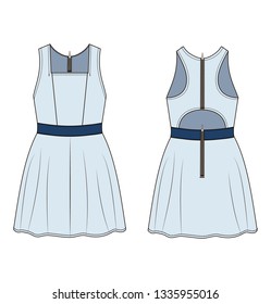 Vector illustration of dress. Front and back views