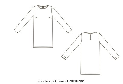 Vector illustration of dress. Front and back views of clothing.