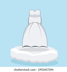 Vector Illustration Of Dress on Clouds and Blue Colors Background.