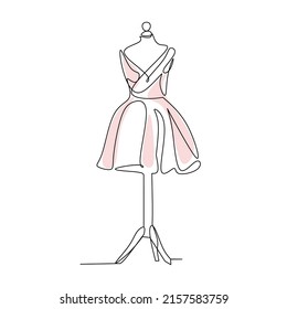 Vector illustration of a dress on a mannequin in line art style