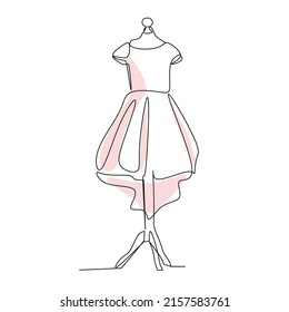 Vector illustration of a dress on a mannequin in line art style