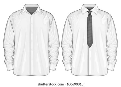 Vector illustration of dress shirt (button-down) with neckties. Front view