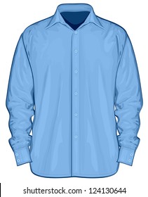 Vector illustration of dress shirt (button-down). Front view