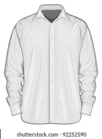 Vector illustration of dress shirt (button-down). Front view