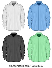 Vector illustration of dress shirt (button-down). Front view