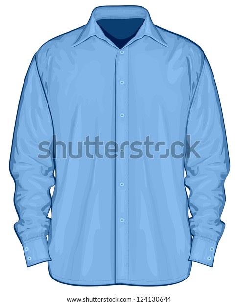 Vector Illustration Dress Shirt Buttondown Front Stock Vector (Royalty ...