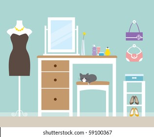 Vector illustration of a dressing room.