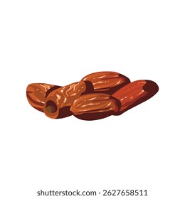Vector illustration of dried dates isolated on white background. A realistic depiction of sweet, nutritious fruit, often used in Middle Eastern cuisine and healthy snacks.