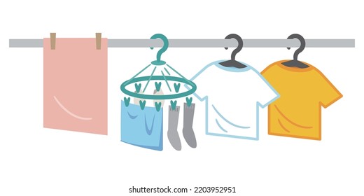 Vector illustration of dried laundry