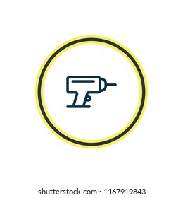 Vector illustration of drill icon line. Beautiful architecture element also can be used as electric driver icon element.