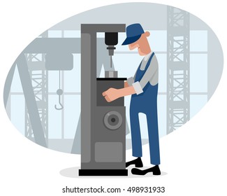 Vector illustration of a drilling machine and turner