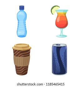 Vector illustration of drink and bar icon. Collection of drink and party stock vector illustration.