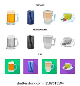 Vector illustration of drink and bar icon. Set of drink and party vector icon for stock.
