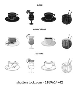 Vector illustration of drink and bar icon. Collection of drink and party vector icon for stock.