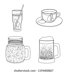 Vector illustration of drink and bar icon. Set of drink and party vector icon for stock.