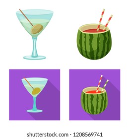 Vector illustration of drink and bar icon. Collection of drink and party stock vector illustration.